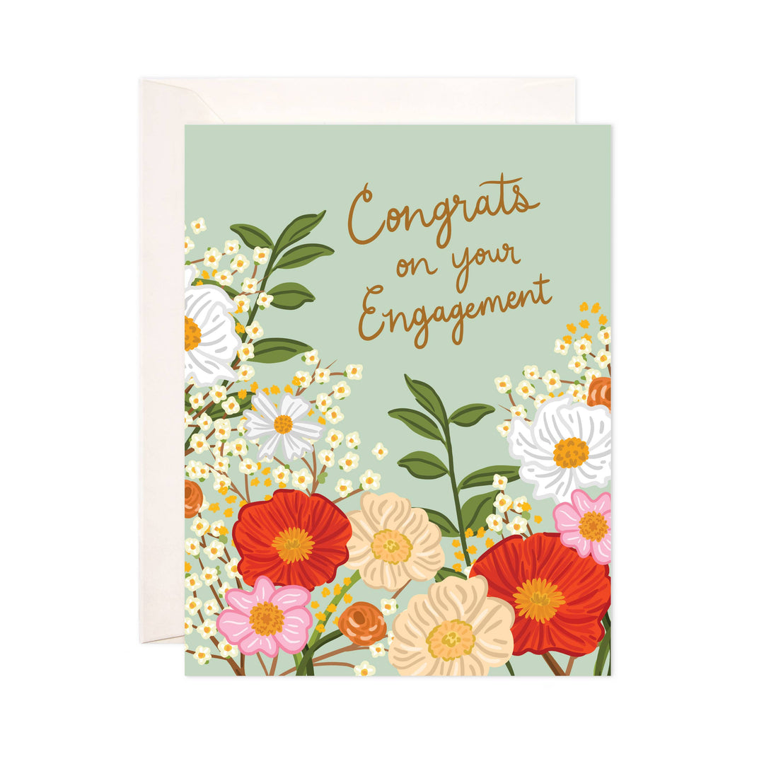 Bloomwolf Studio - Floral Engagement Greeting Card - Engagement Card