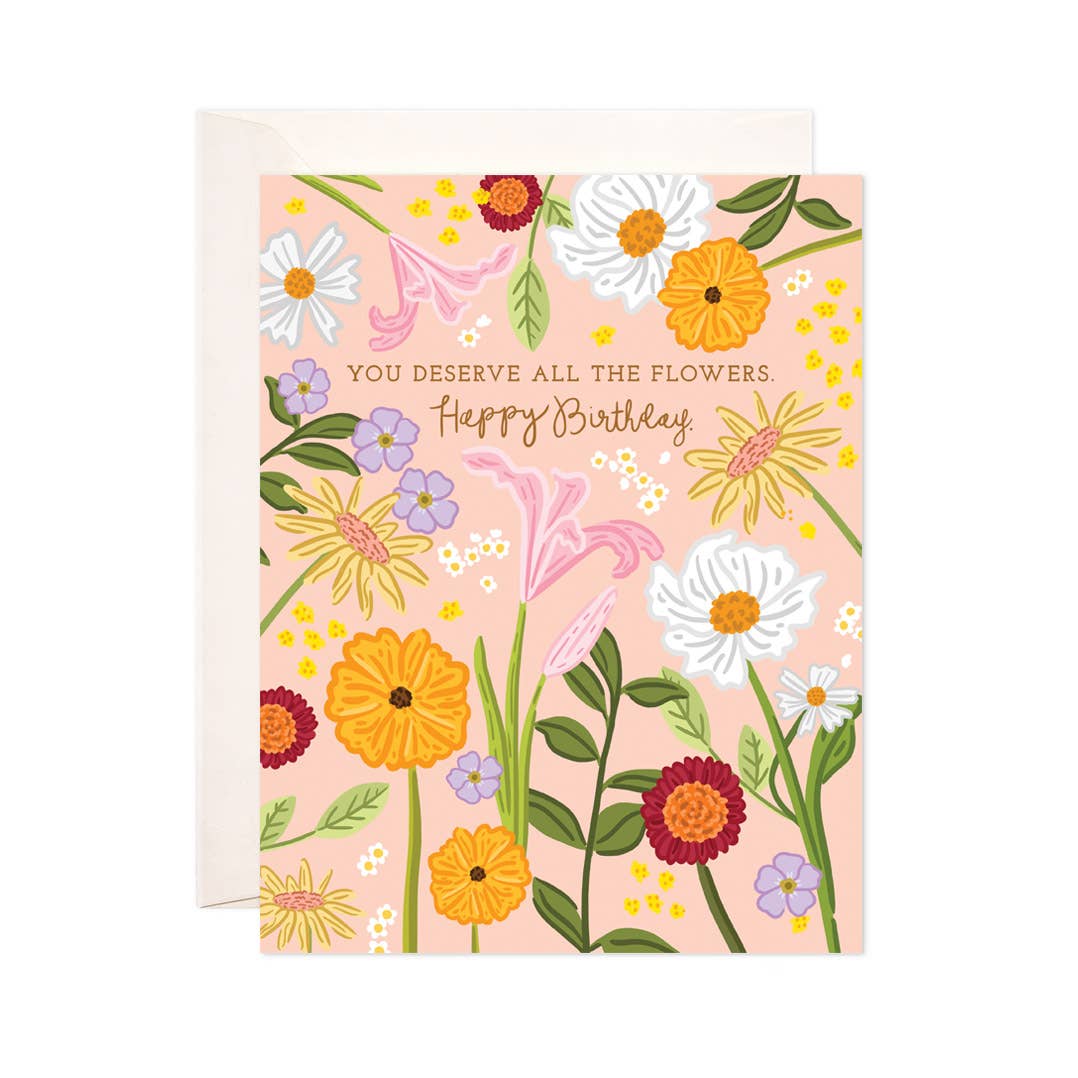 Bloomwolf Studio - All the Flowers Bday Greeting Card - Floral Birthday Card