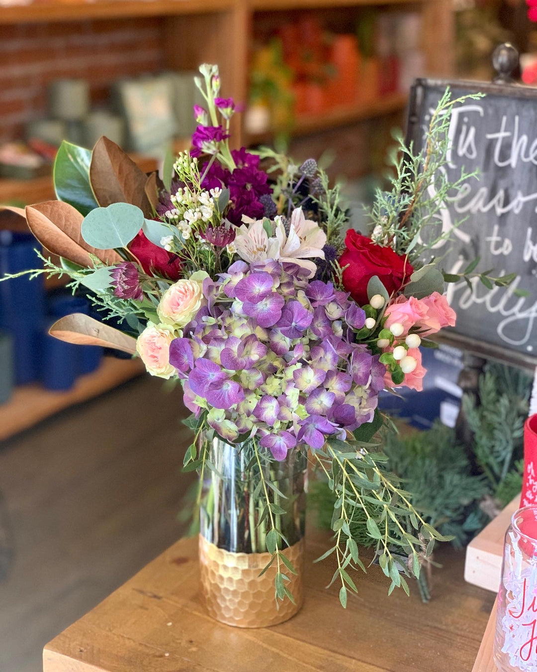 Gold Vase Winter Jewel Tones - Kansas City Lee's Summit Florist