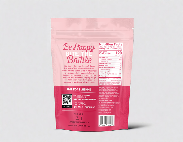 Brooklyn Brittle - Italian Cookie Brittle – Lemon Cranberry | Pouch Bag