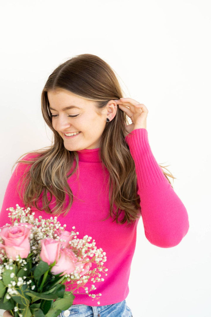 Spiffy & Splendid - Hand Drawn Heart Studs - Black / Valentine's Earrings, Lee's Summit, MO, Bel Fiore Co. Flower Bar + Boutique