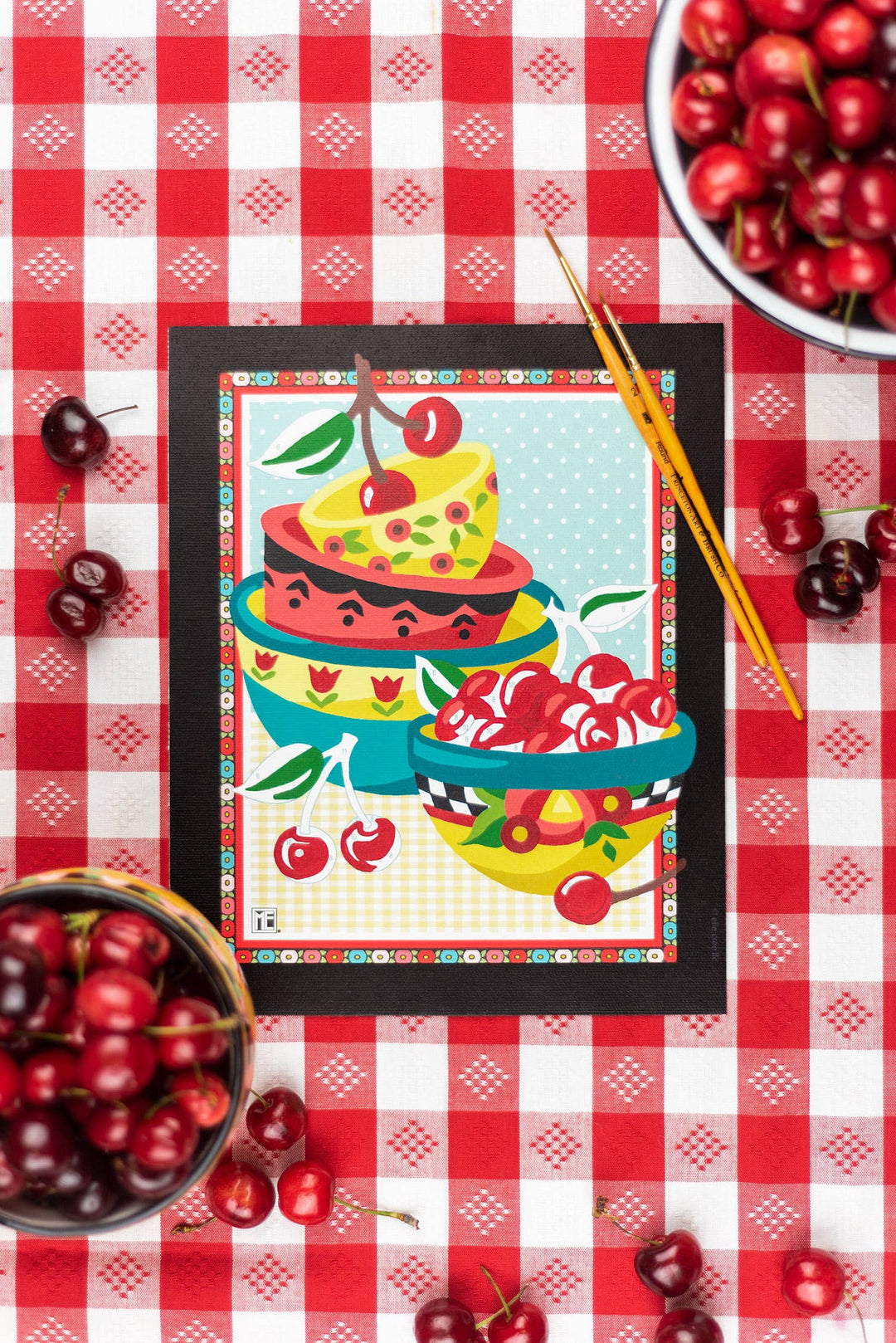 Elle Crée (She Creates) - Mary's Cherries Mary Engelbreit Paint-by-Number Kit