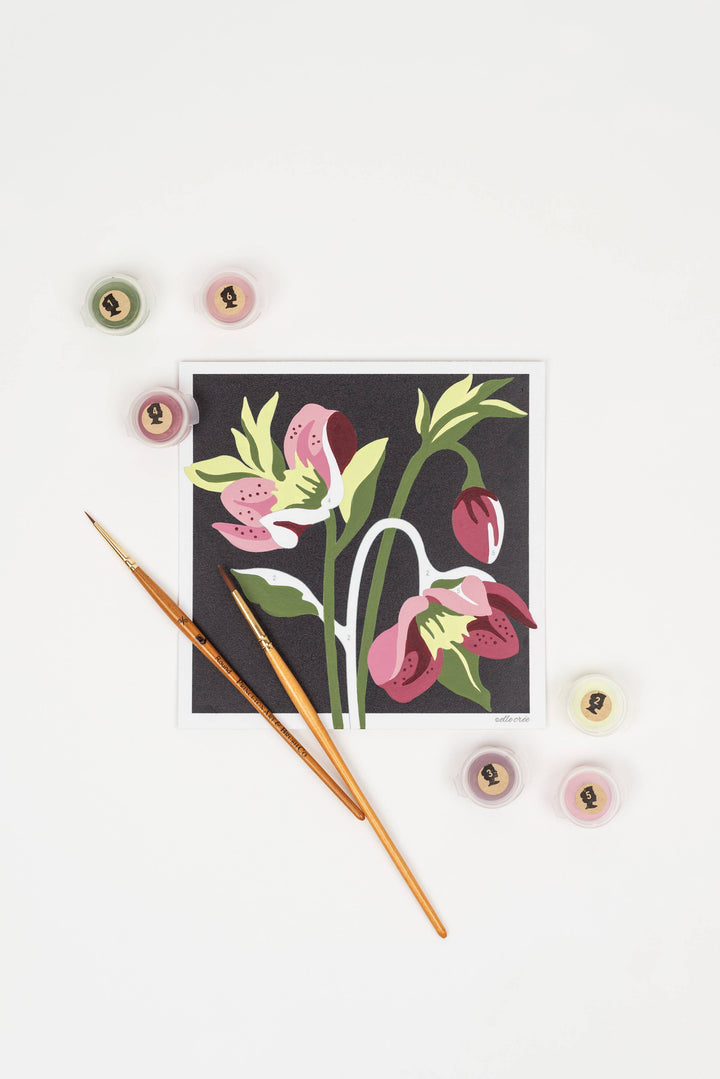Elle Crée (She Creates) - Hellebores MINI Paint-by-Number Kit, Lee's Summit, MO, Bel Fiore Co. Flower Bar + Boutique