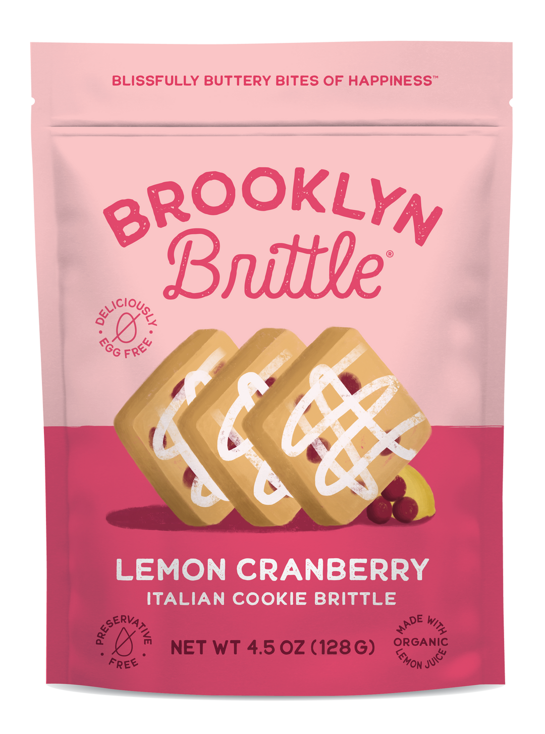 Brooklyn Brittle - Italian Cookie Brittle – Lemon Cranberry | Pouch Bag
