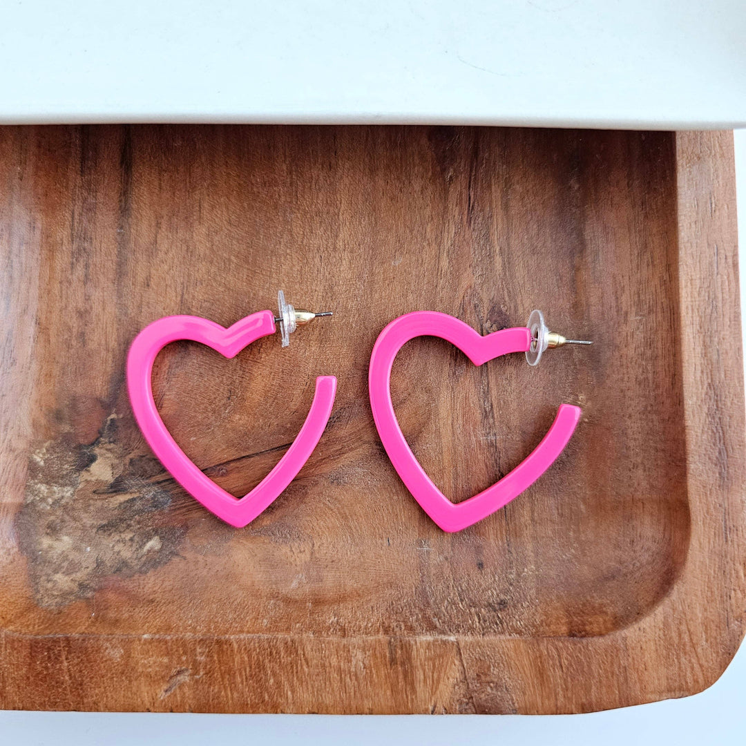 Spiffy & Splendid - Heart Hoops - Hot Pink, Lee's Summit, MO, Bel Fiore Co. Flower Bar + Boutique