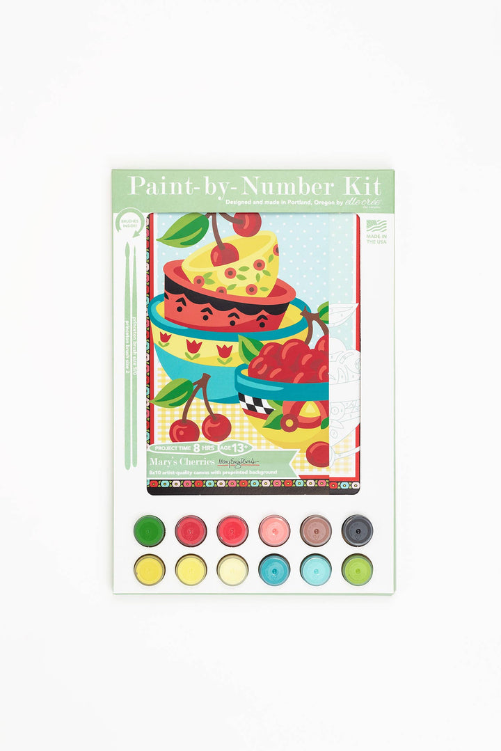 Elle Crée (She Creates) - Mary's Cherries Mary Engelbreit Paint-by-Number Kit