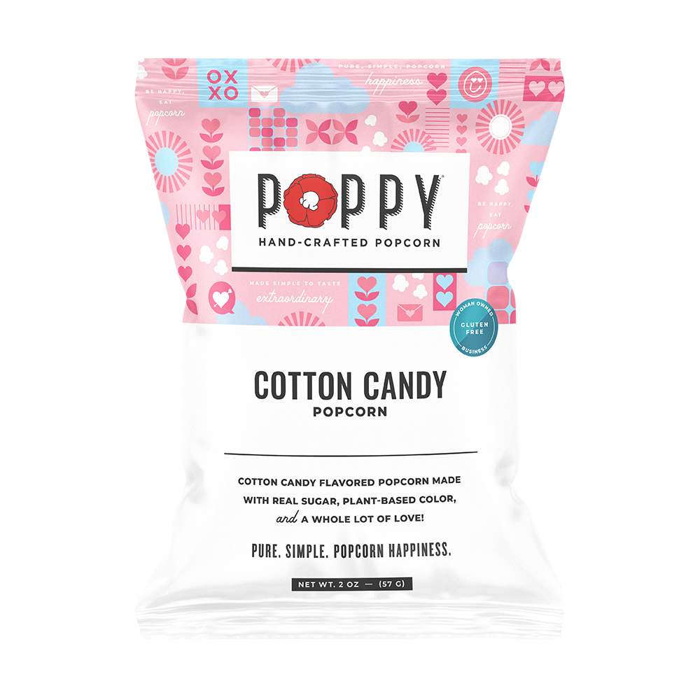 Poppy Hand-Crafted Popcorn - Cotton Candy Snack Bag Popcorn