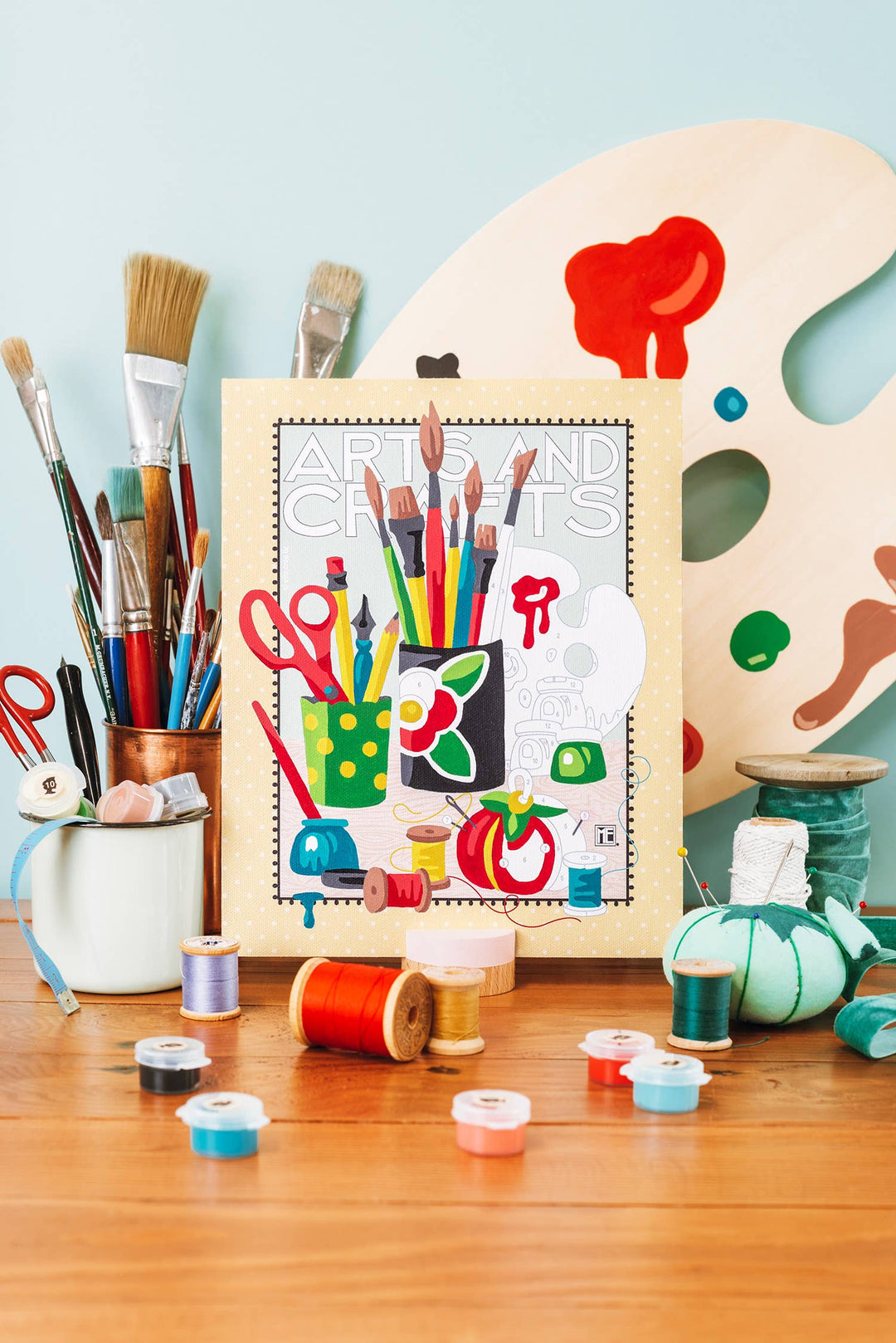 Elle Crée (She Creates) - Mary's Craft Table Mary Engelbreit Paint-by-Number Kit