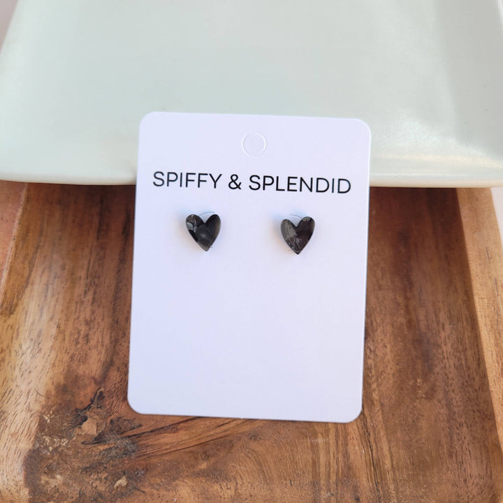 Spiffy & Splendid - Hand Drawn Heart Studs - Black / Valentine's Earrings, Lee's Summit, MO, Bel Fiore Co. Flower Bar + Boutique