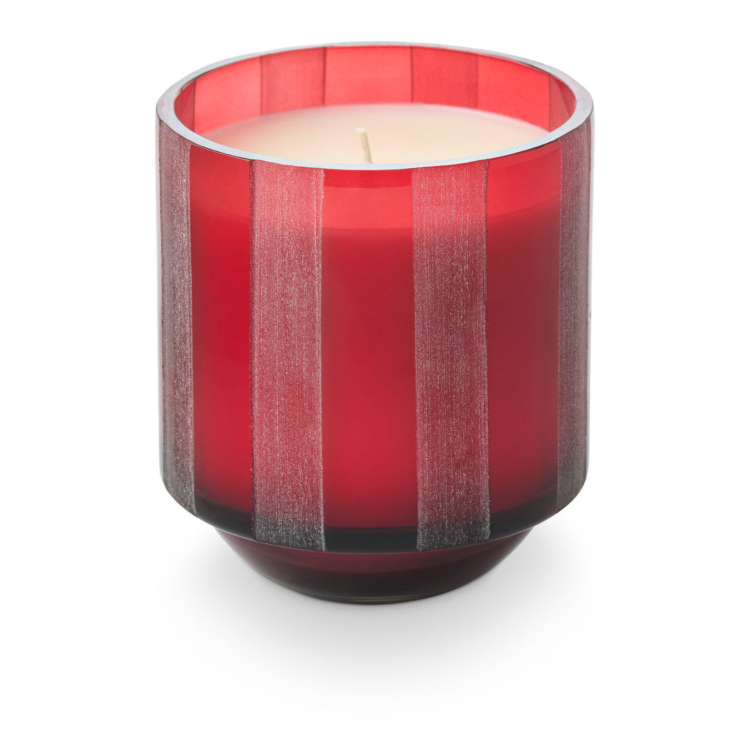 Cranberry Currant Etched Striped Glass