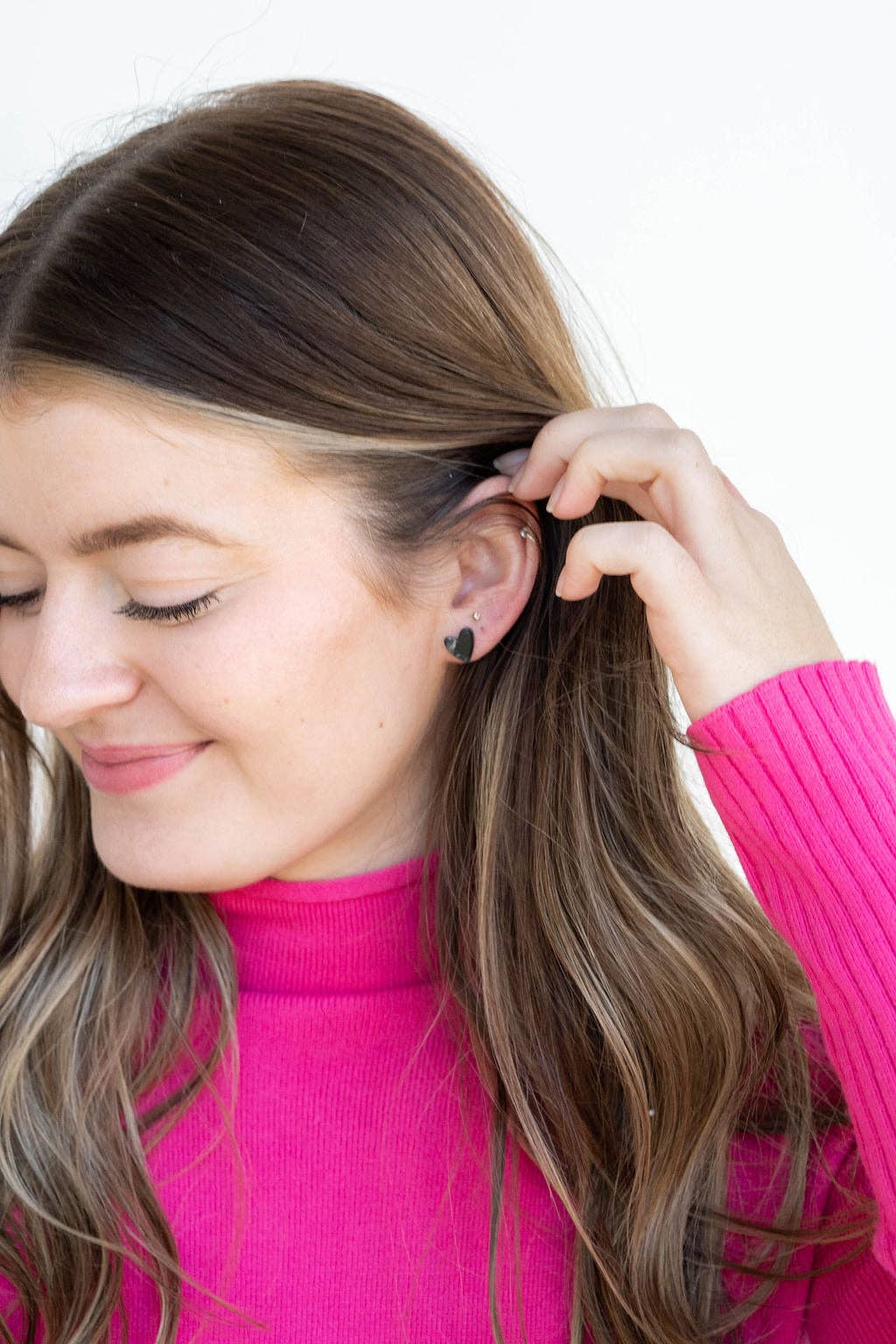 Spiffy & Splendid - Hand Drawn Heart Studs - Black / Valentine's Earrings, Lee's Summit, MO, Bel Fiore Co. Flower Bar + Boutique