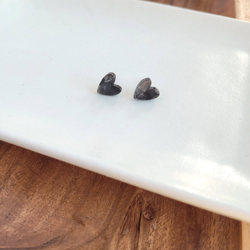 Spiffy & Splendid - Hand Drawn Heart Studs - Black / Valentine's Earrings, Lee's Summit, MO, Bel Fiore Co. Flower Bar + Boutique