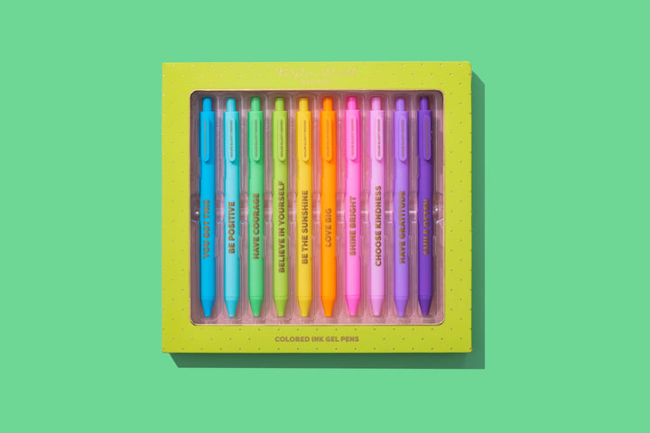 Taylor Elliott Designs - Gel Pen Set - Motivational - Asst Colors - 10 Piece Set