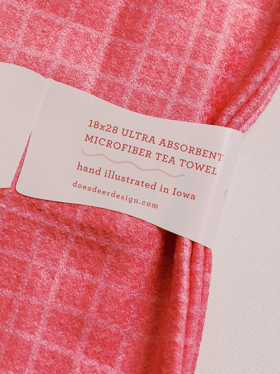 Doe A Deer - Pink Grid Waffle Towel | Microfiber