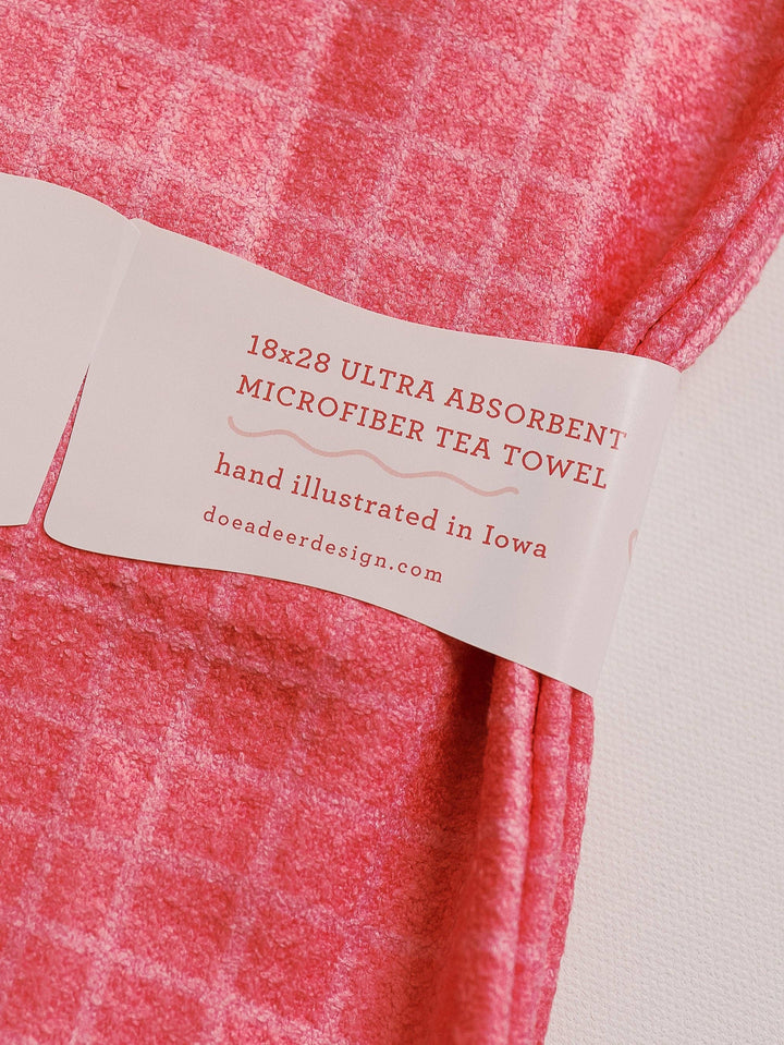 Doe A Deer - Pink Grid Waffle Towel | Microfiber