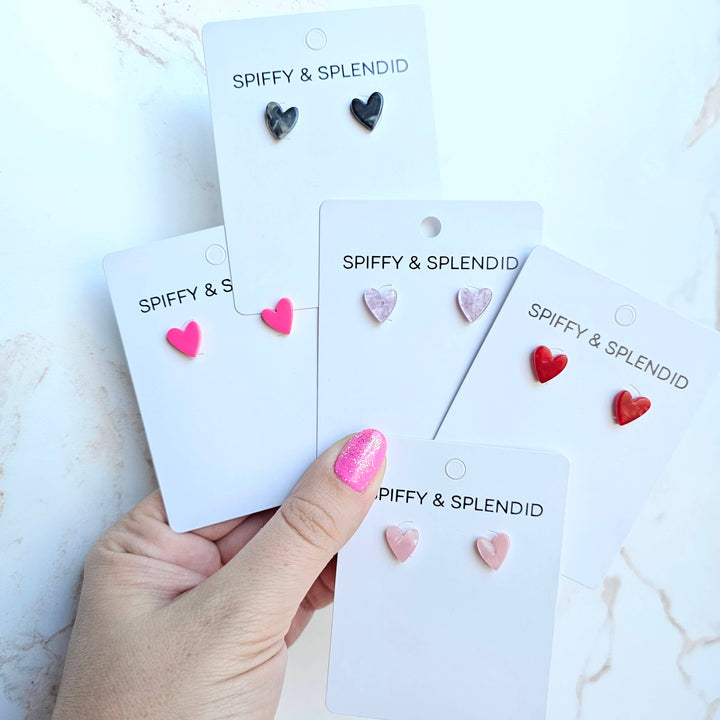 Spiffy & Splendid - Hand Drawn Heart Studs - Black / Valentine's Earrings, Lee's Summit, MO, Bel Fiore Co. Flower Bar + Boutique