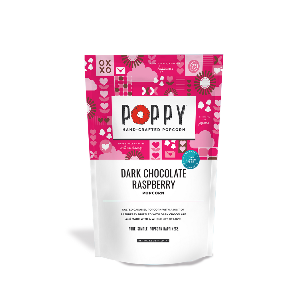 Poppy Hand-Crafted Popcorn - Dark Chocolate Raspberry Popcorn, Lee's Summit, MO, Bel Fiore Co. Flower Bar + Boutique
