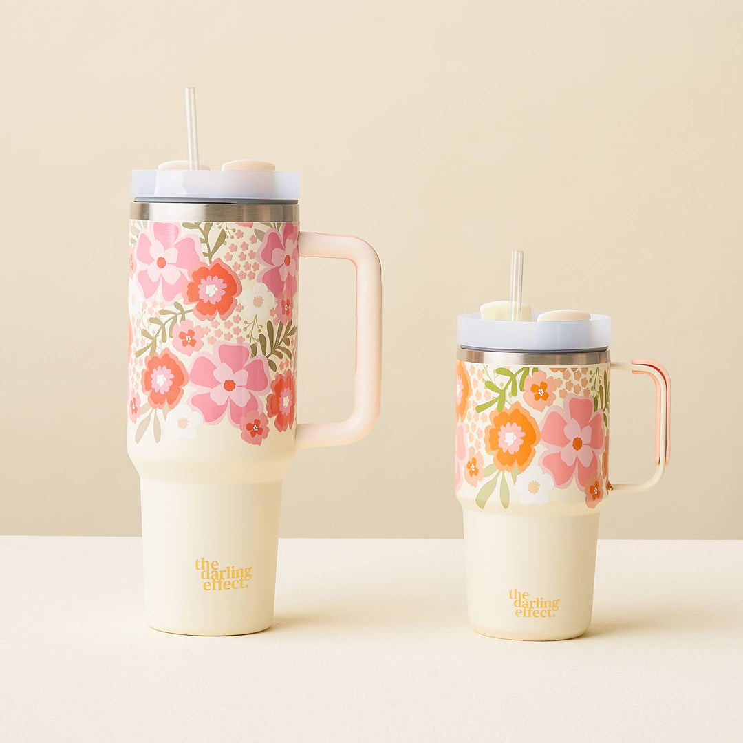 The Darling Effect - 40 oz Take Me Everywhere Tumbler-Beyond Blooms Pink Orange