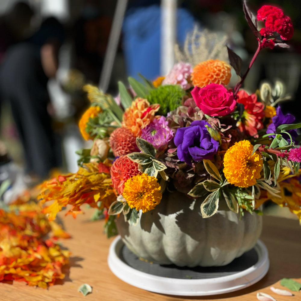 Fall Floral Punmpkin Workshop Kansas City Flower Bar Bel Fiore Co.