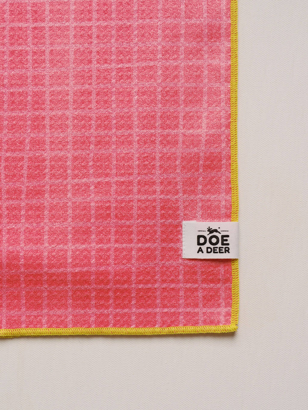 Doe A Deer - Pink Grid Waffle Towel | Microfiber