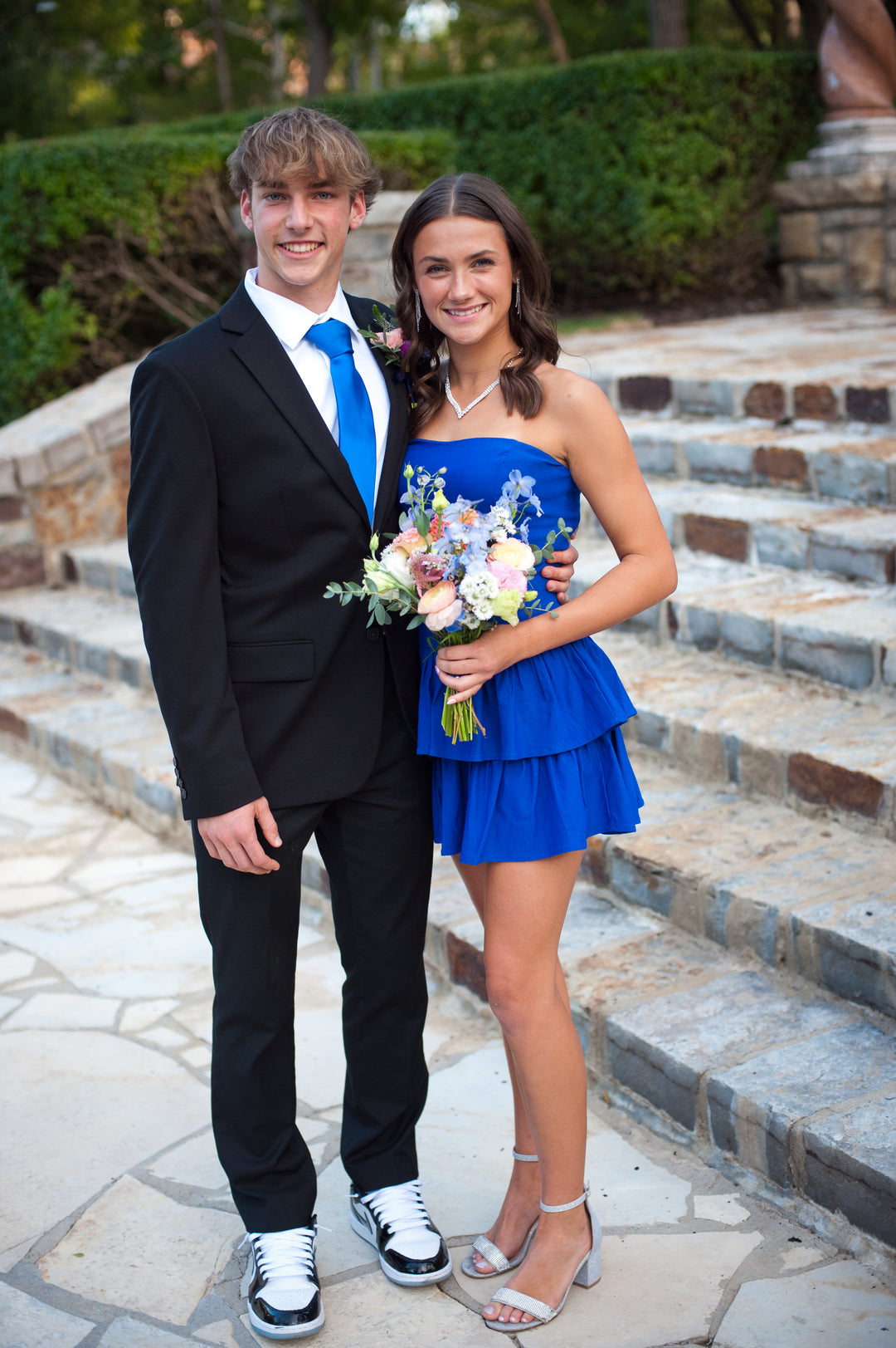 prom bouquets for royal blue dress Custom Blue & White Prom Bouquet
