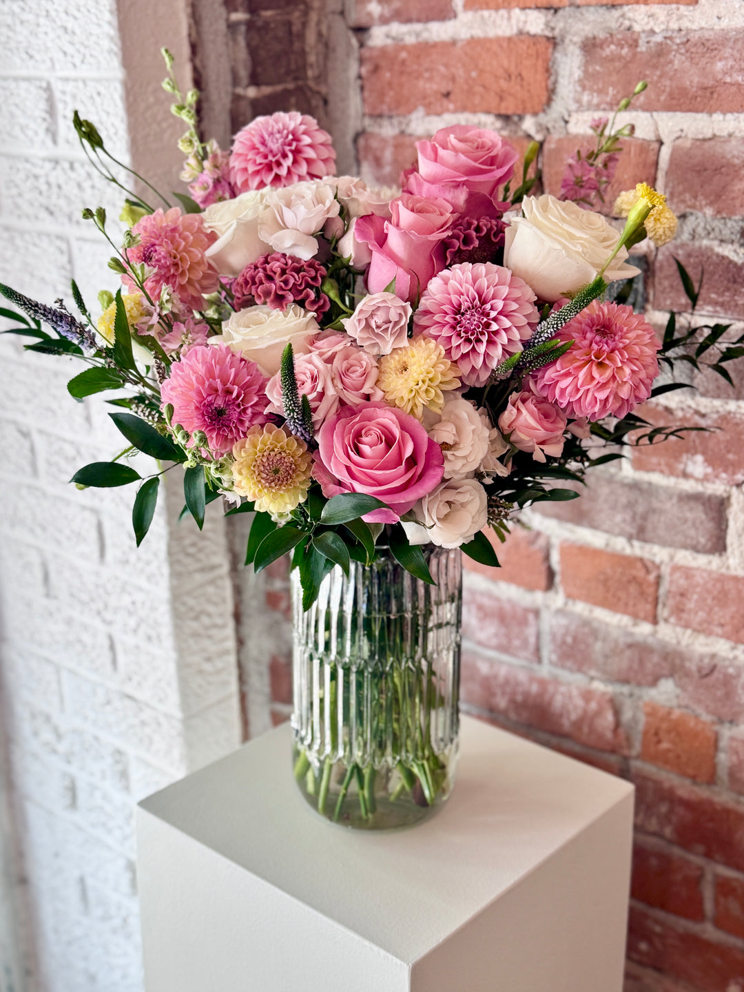 Pink flower vase arrangement Mother's Day