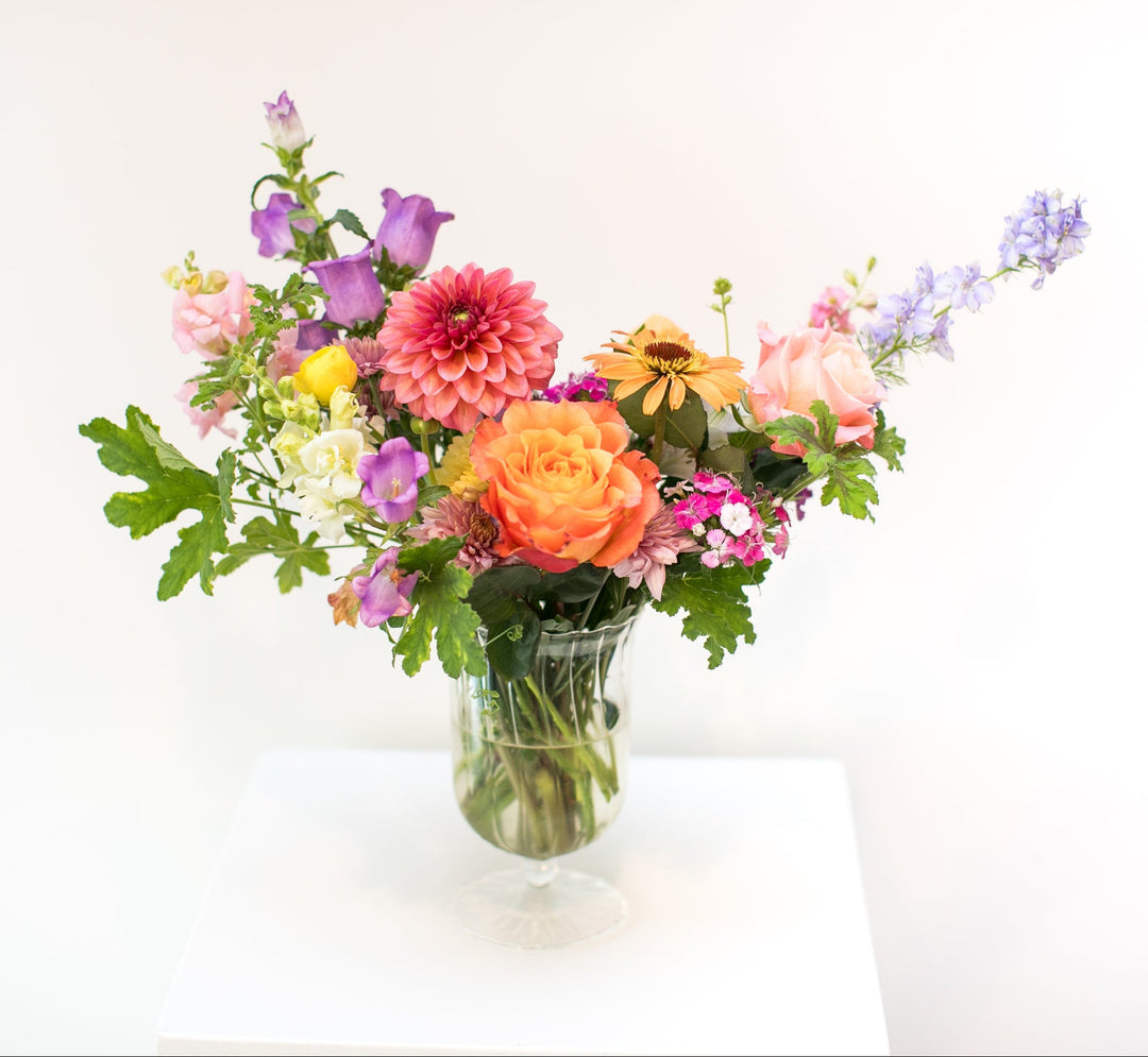 Colorful Arrangement in Clear Glass Vase in KansasCity