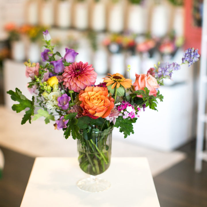 Colorful Arrangement in Clear Glass Vase Kansas City