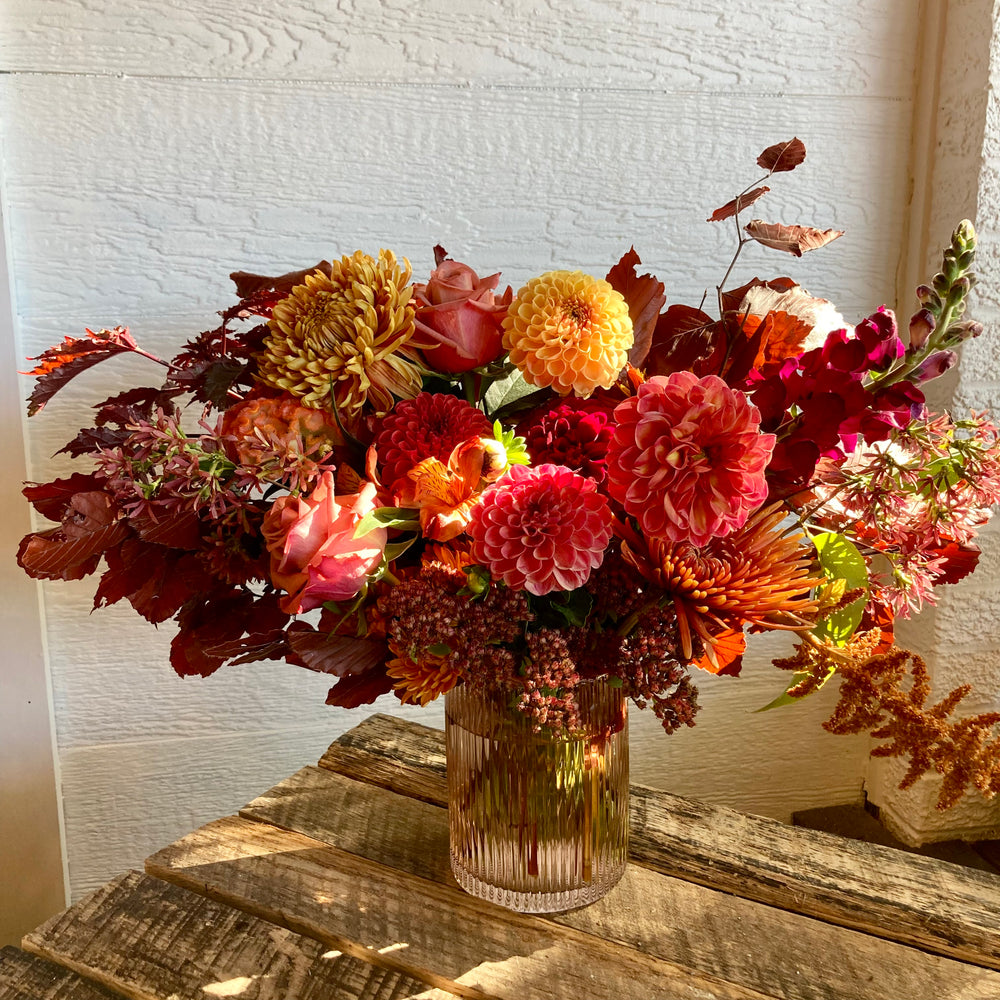 Fall Floral Arrangement with Dahlias