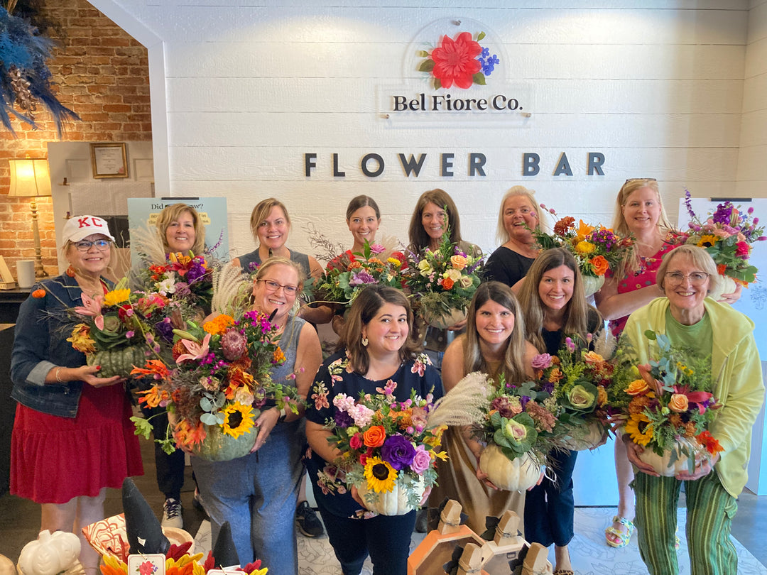 Fall Floral Punmpkin Workshop Kansas City Flower Bar Bel Fiore Co.