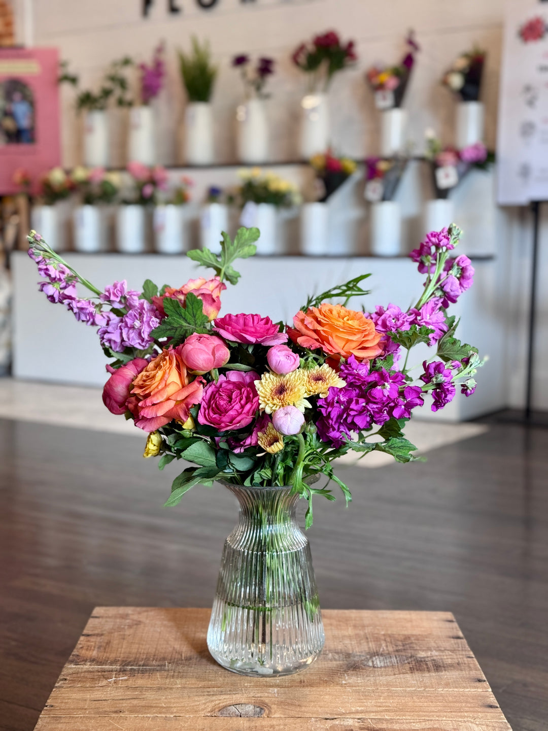 The fun vibrant Mother's Day arrangement from Bel Fiore Co. Lee's Summit delivery Kansas City Flower Shop