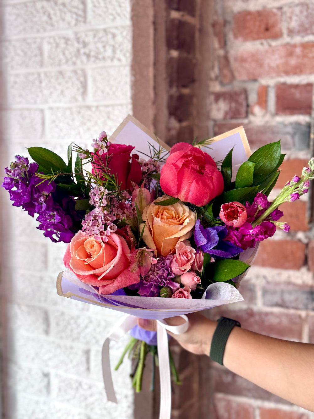 Mother's Day Wrapped Bouquet Kansas City Order Flowers Peonies