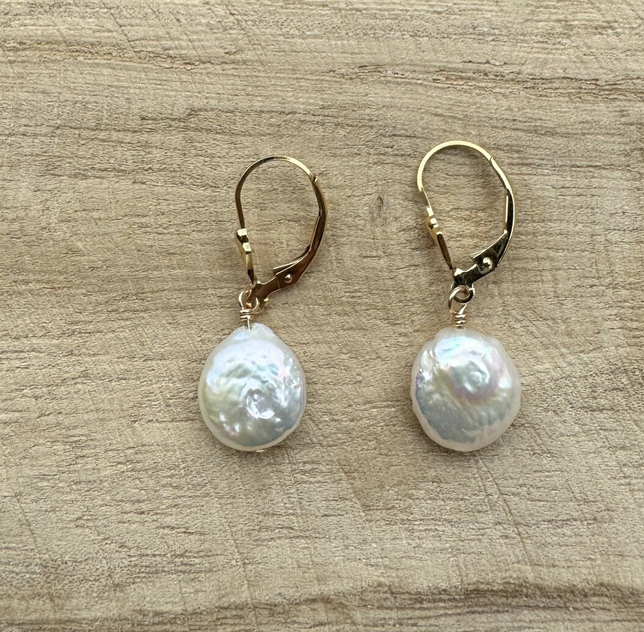 Purpose - Coin Pearl Lever Back Earrings
