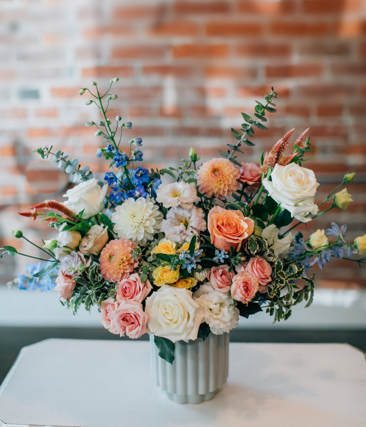 Tall Soft Pastel Funeral Sympathy Arrangement Lee's Summit Delivery