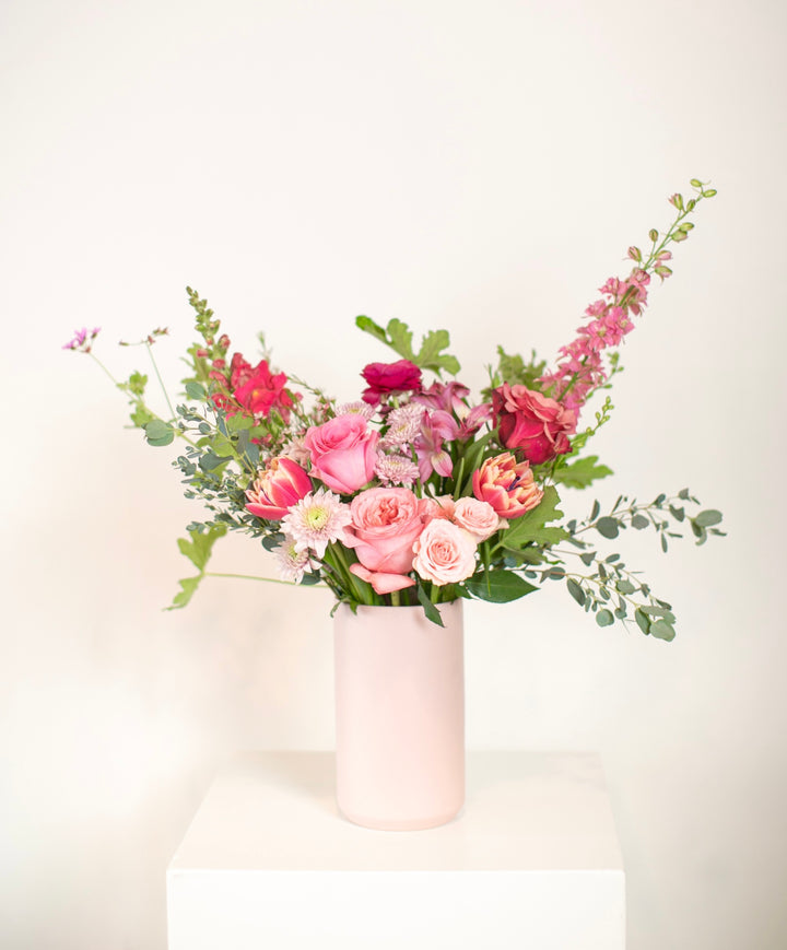 Bright Pink Mother's Day flower arrangement Lee's Summit Delivery 