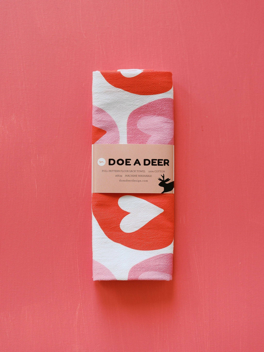Doe A Deer - Love You | Full Pattern Flour Sack Towel, Valentine's Day