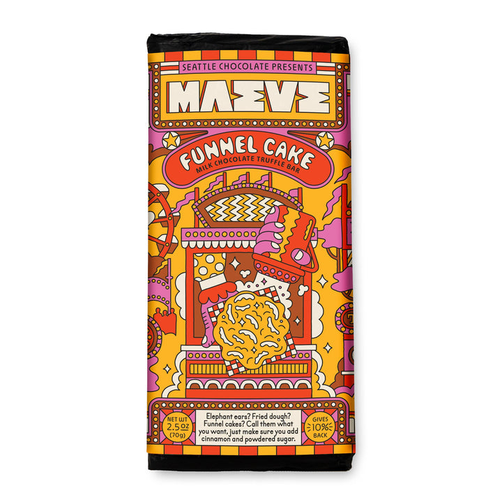 Seattle Chocolate Presents MAEVE - New! Summer - Funnel Cake Truffle Bar