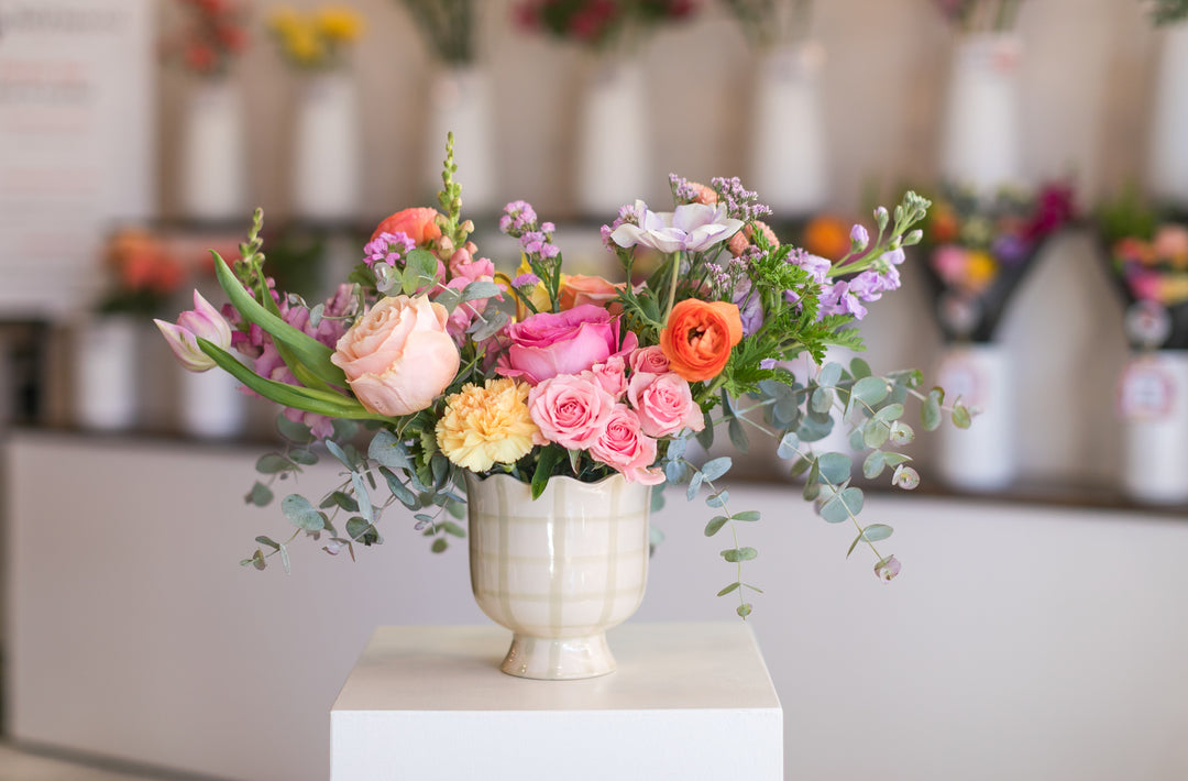 English spring garden floral arrangement Lee's Summit Easter flowers