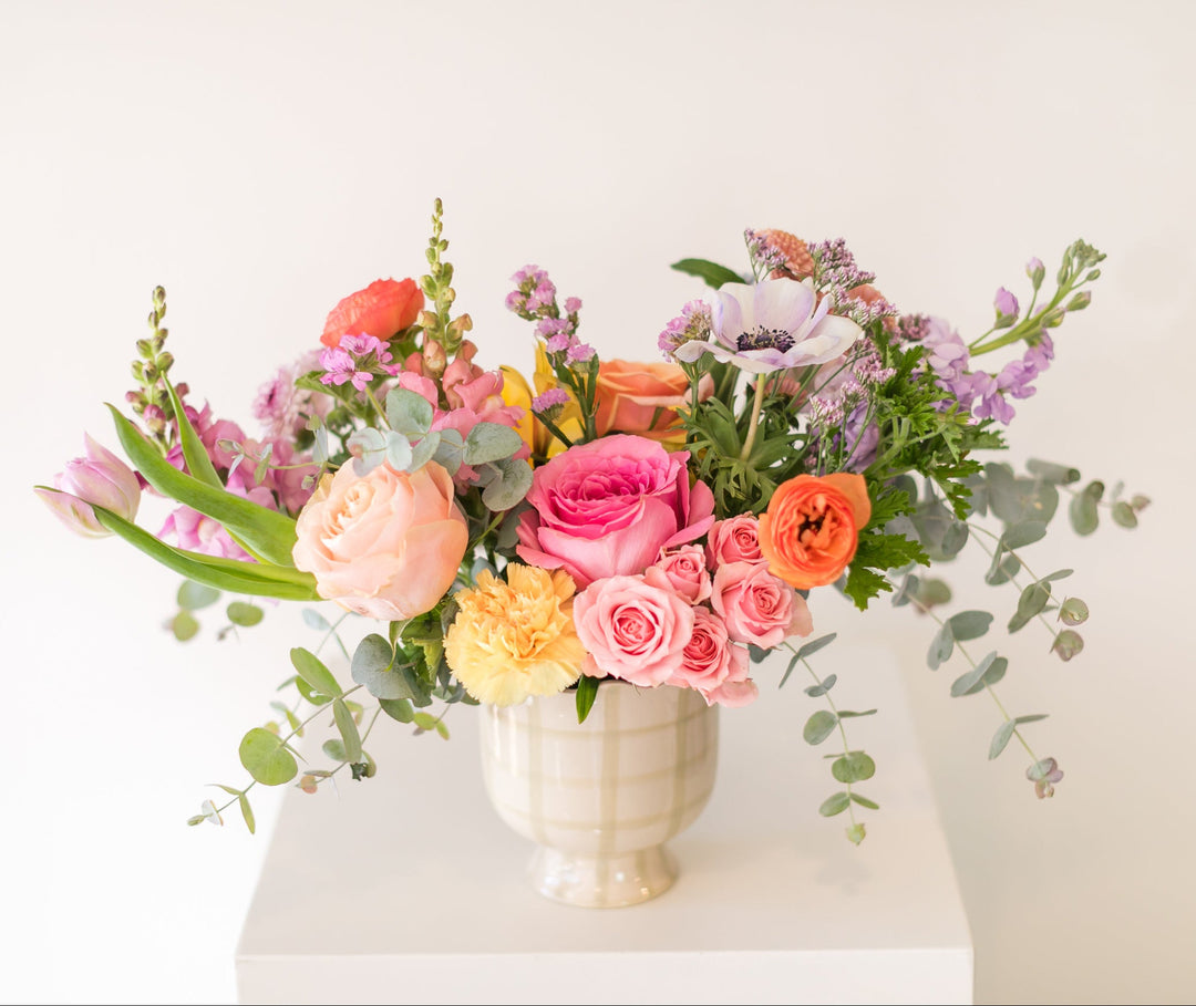 English spring garden floral arrangement Lee's Summit Easter flowers