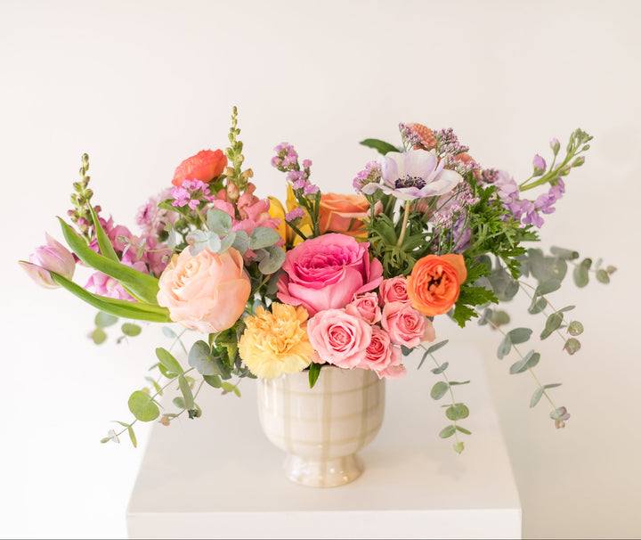 English spring garden floral arrangement Lee's Summit Easter flowers