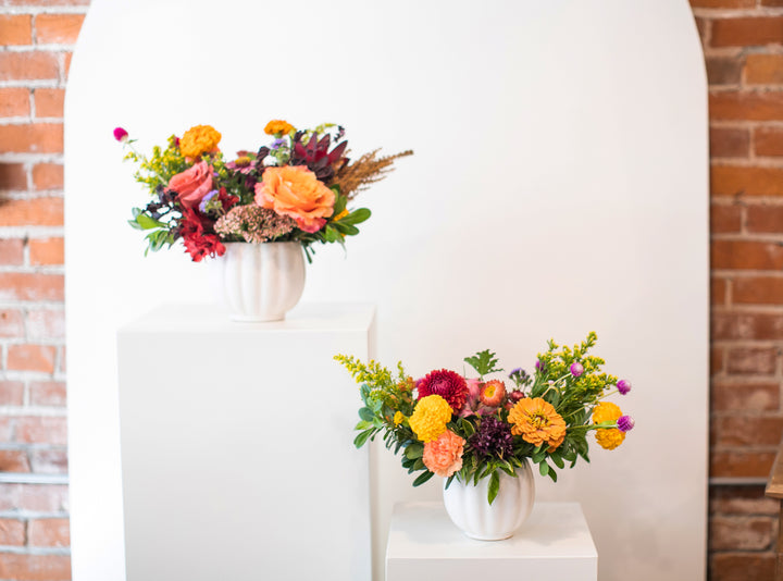 White Pumpkin Thanksgiving Arrangement