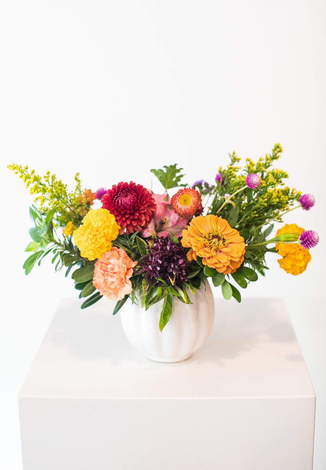 White Pumpkin Thanksgiving Arrangement