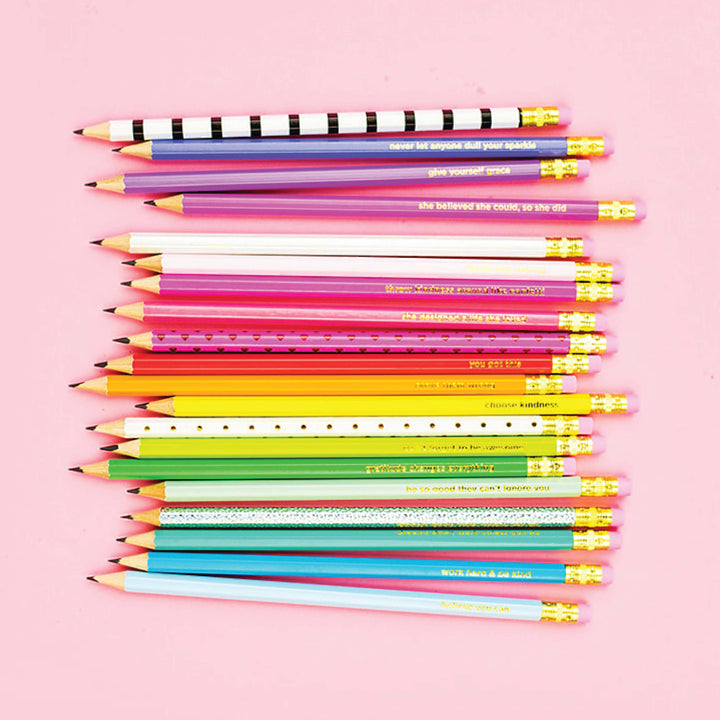 Taylor Elliott Designs - Pencil Set - Motivational - Asst Colors - 22 Pc Set