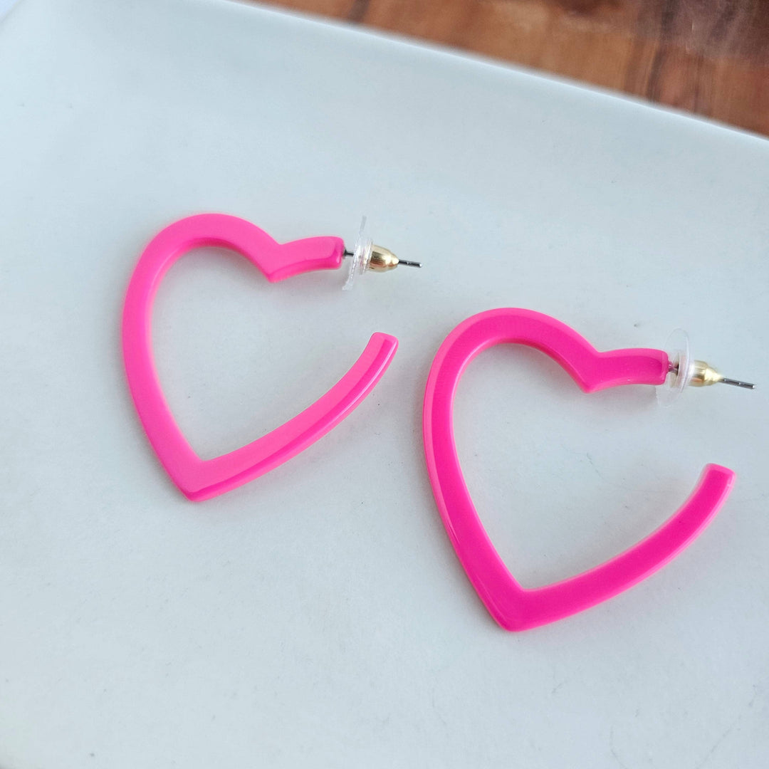 Spiffy & Splendid - Heart Hoops - Hot Pink, Lee's Summit, MO, Bel Fiore Co. Flower Bar + Boutique