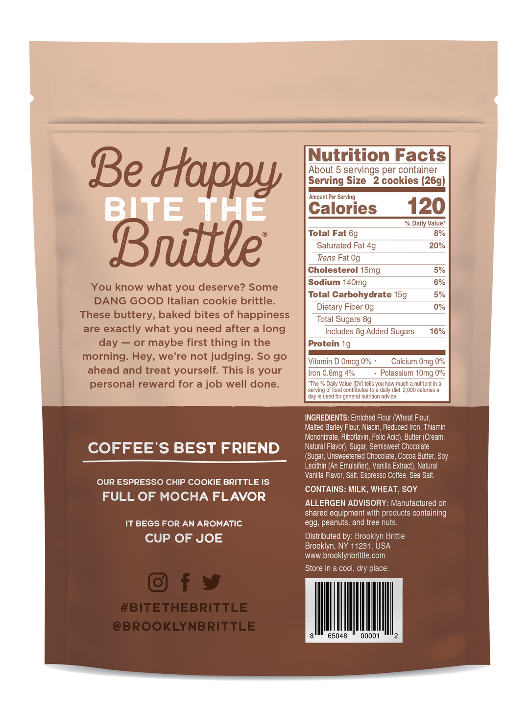 Brooklyn Brittle - Italian Cookie Brittle – Espresso Chip | Pouch Bag