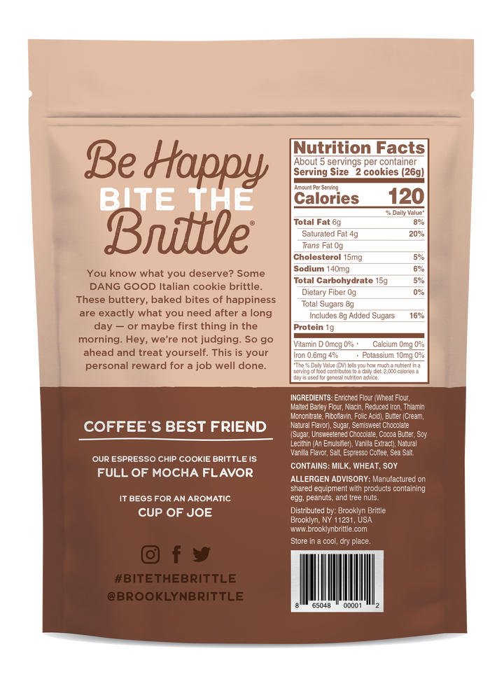 Brooklyn Brittle - Italian Cookie Brittle – Espresso Chip | Pouch Bag