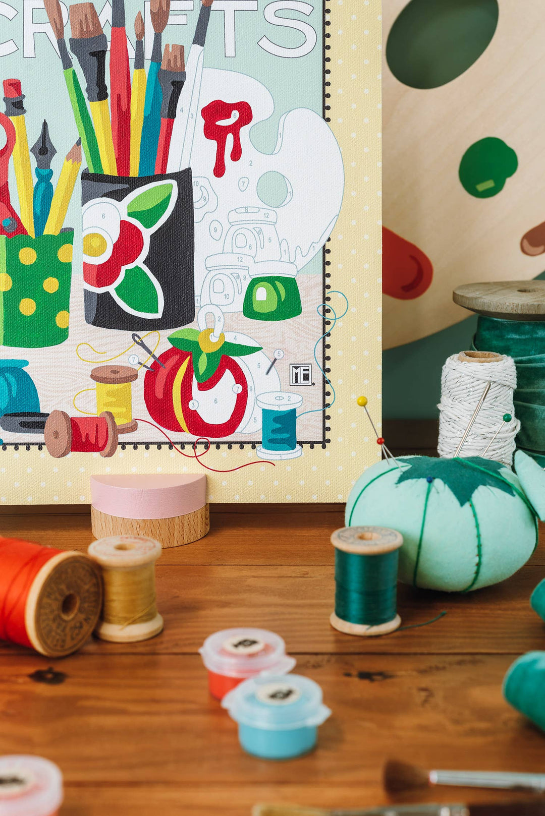 Elle Crée (She Creates) - Mary's Craft Table Mary Engelbreit Paint-by-Number Kit
