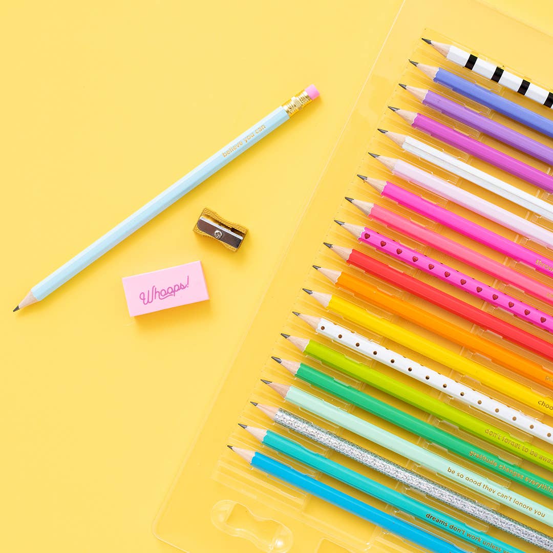 Taylor Elliott Designs - Pencil Set - Motivational - Asst Colors - 22 Pc Set