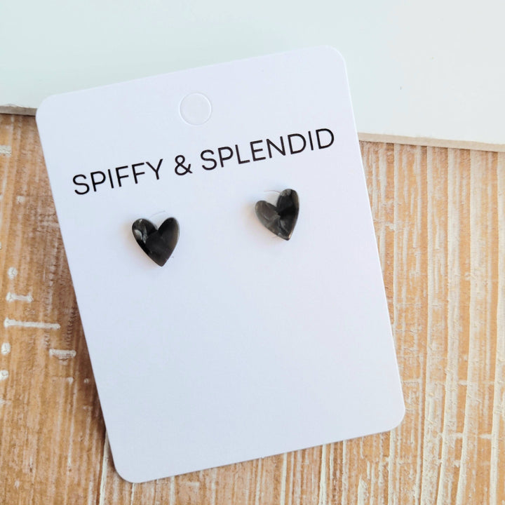 Spiffy & Splendid - Hand Drawn Heart Studs - Black / Valentine's Earrings, Lee's Summit, MO, Bel Fiore Co. Flower Bar + Boutique