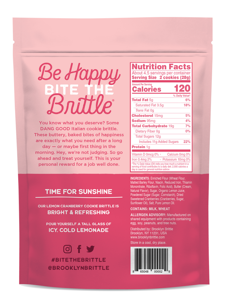 Brooklyn Brittle - Italian Cookie Brittle – Lemon Cranberry | Pouch Bag